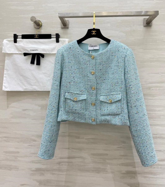 💎 Veste Channel Courte élégante bleue