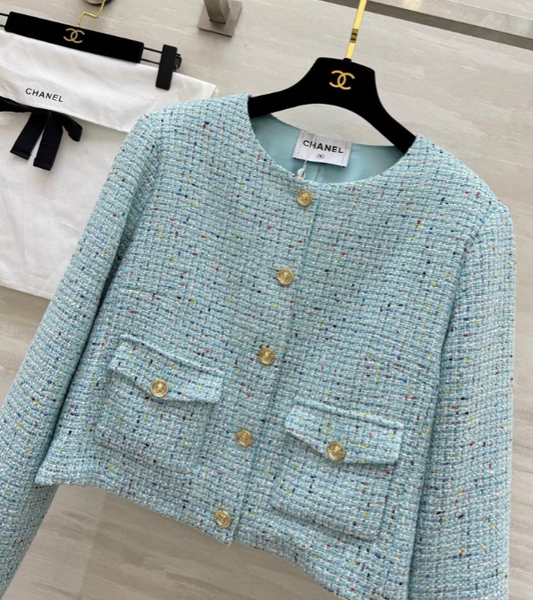 💎 Veste Channel Courte élégante bleue
