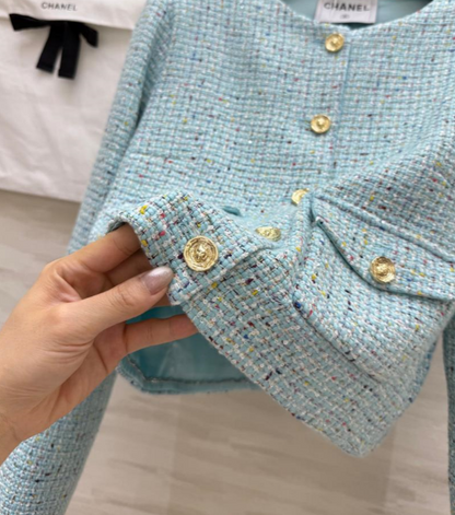 💎 Veste Channel Courte élégante bleue